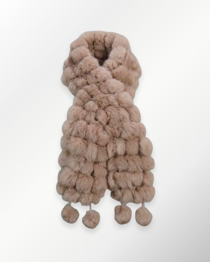 Cachecol Luxo Pelo Coelho Pompons