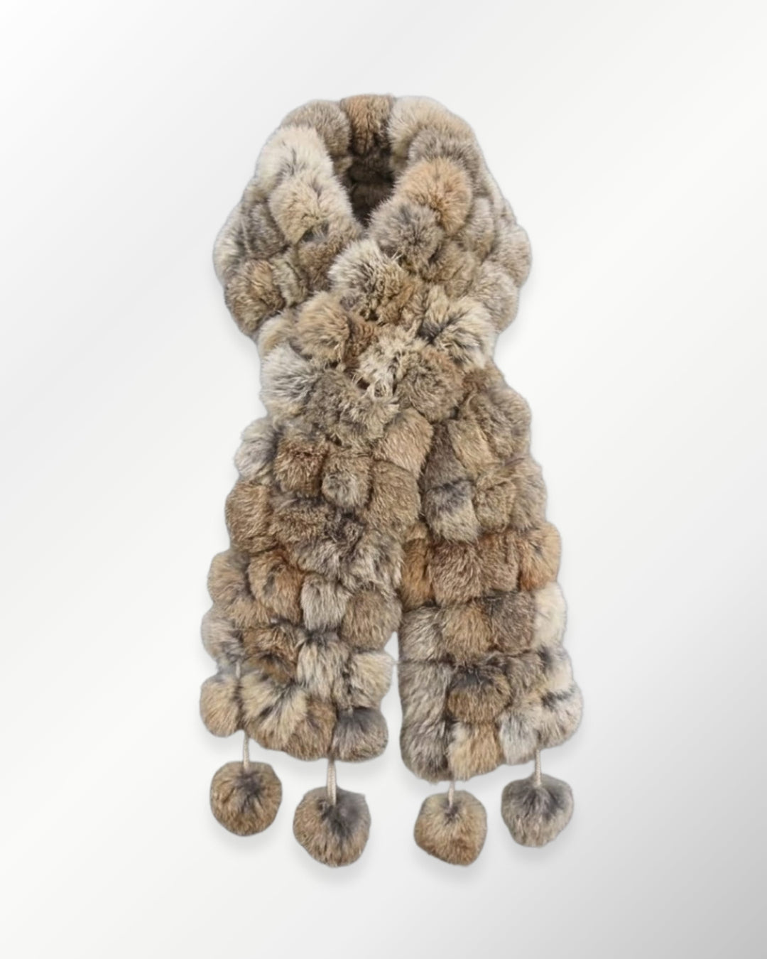 Cachecol Luxo Pelo Coelho Pompons - bege natural - scarf