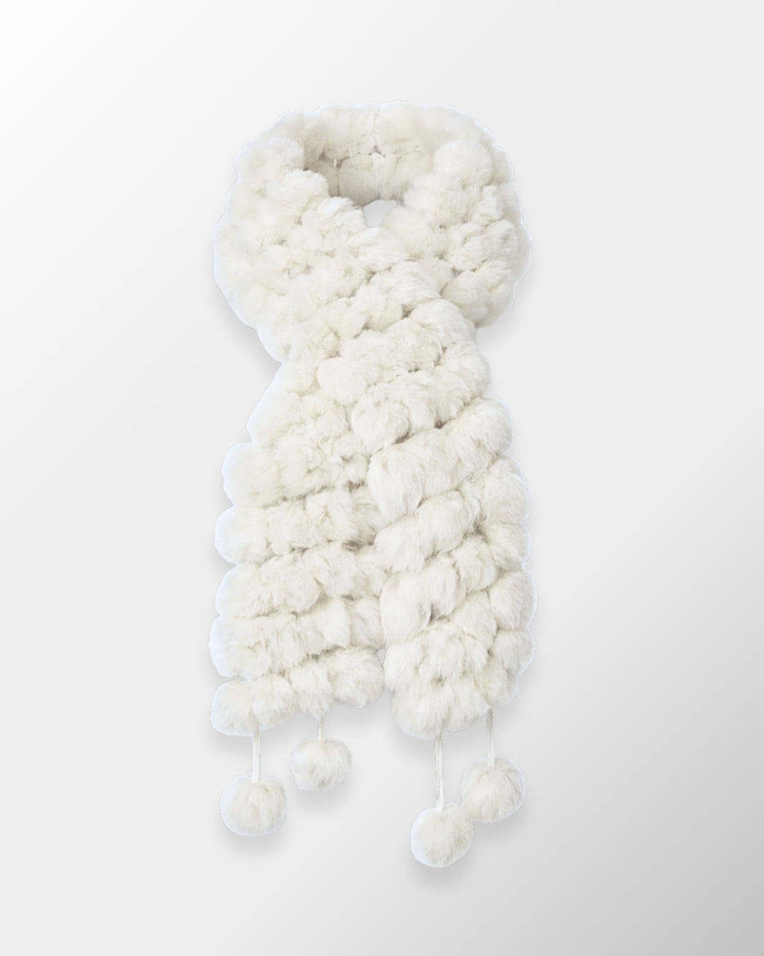 Cachecol Luxo Pelo Coelho Pompons - branco - scarf
