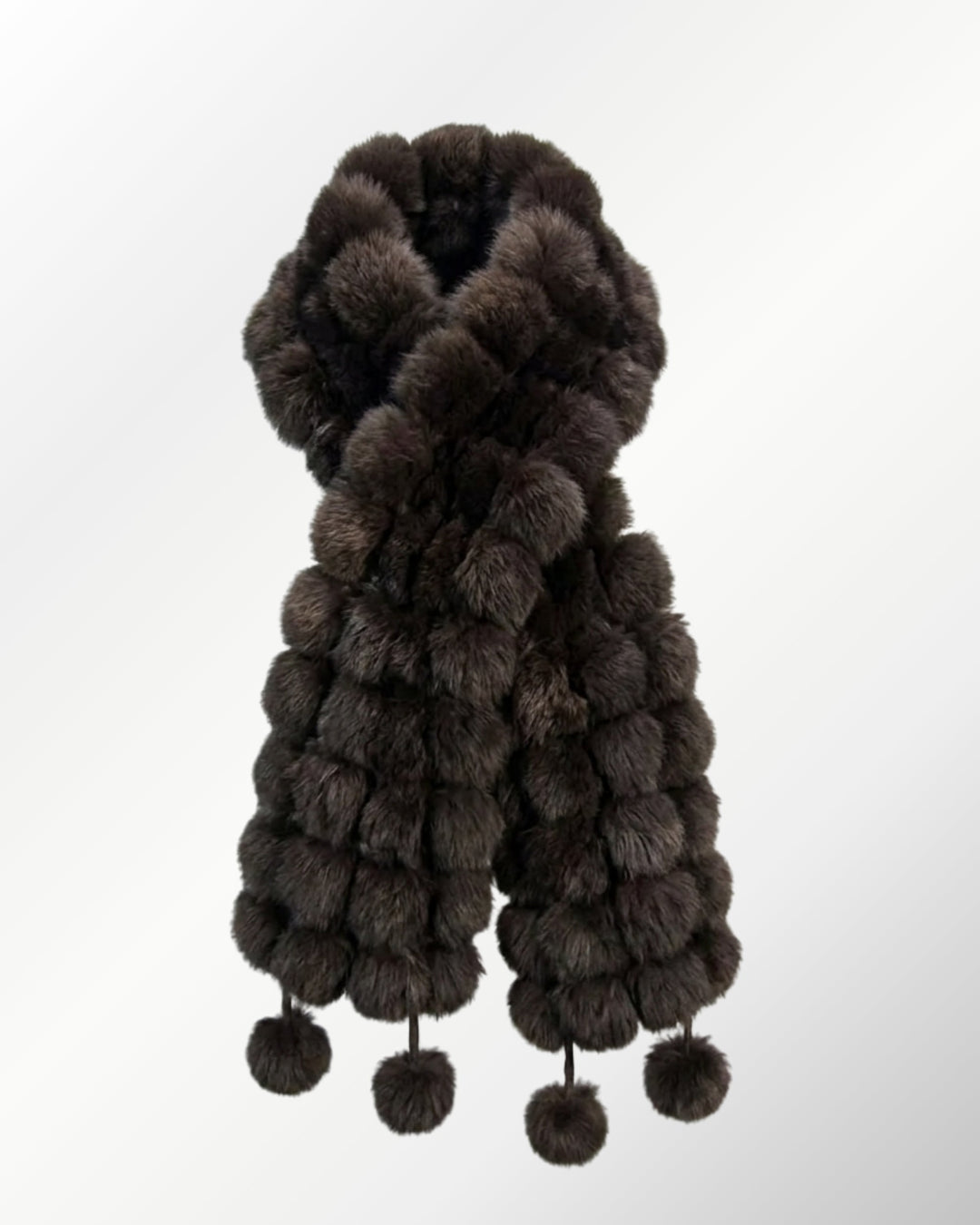 Cachecol Luxo Pelo Coelho Pompons - café - scarf