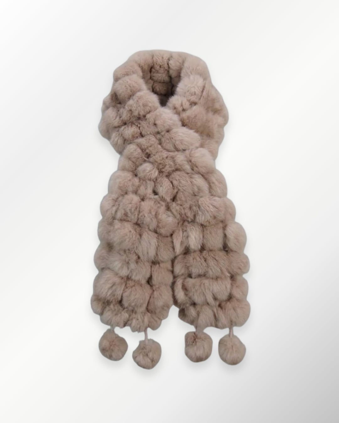 Cachecol Luxo Pelo Coelho Pompons - nude - scarf