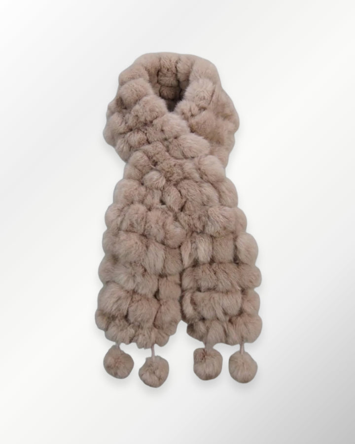 Cachecol Luxo Pelo Coelho Pompons - nude - scarf
