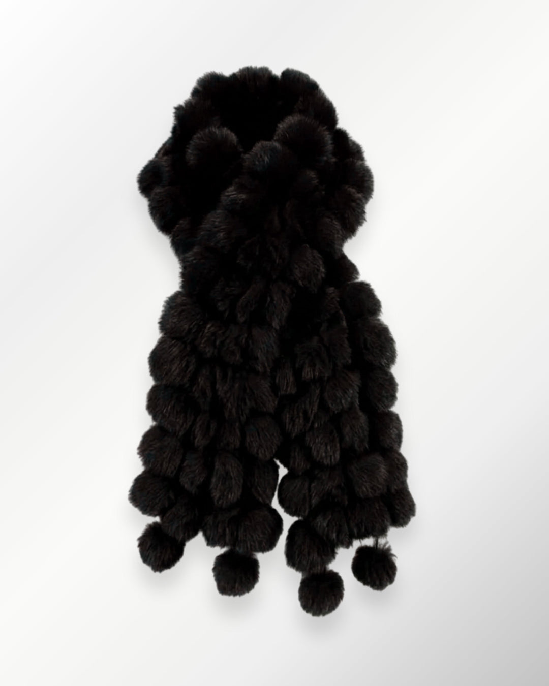 Cachecol Luxo Pelo Coelho Pompons - preto - scarf