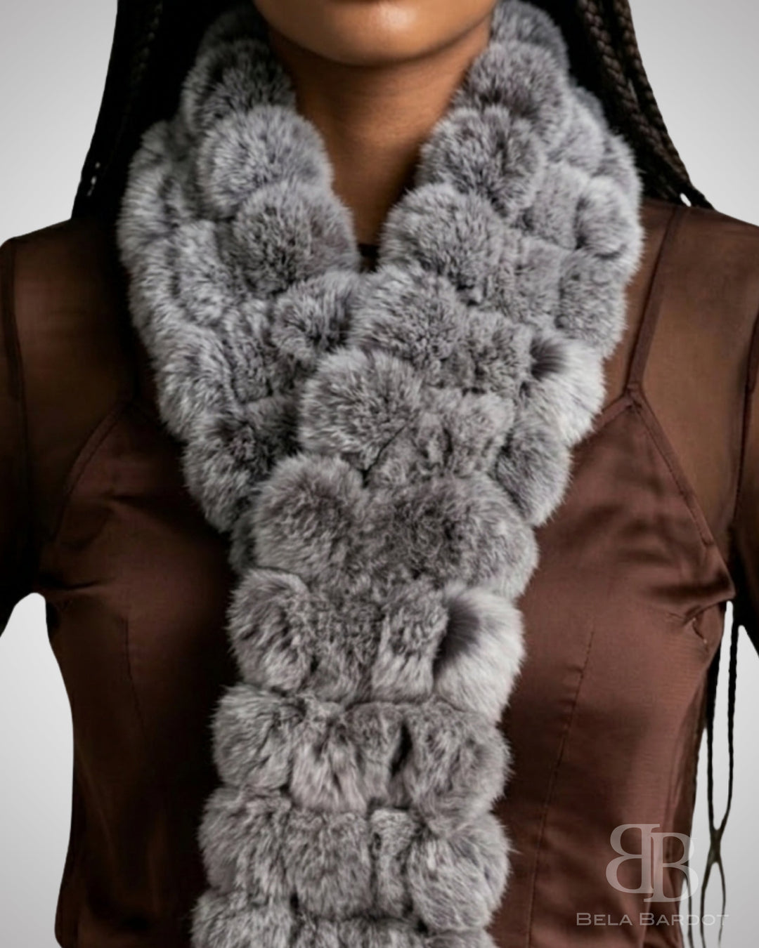 Cachecol Luxo Pelo Coelho Pompons - scarf