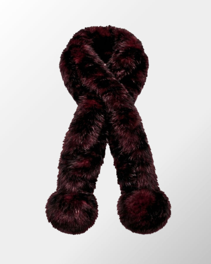 Cachecol Luxo Pelo Coelho Zoe - vinho/preto - scarf