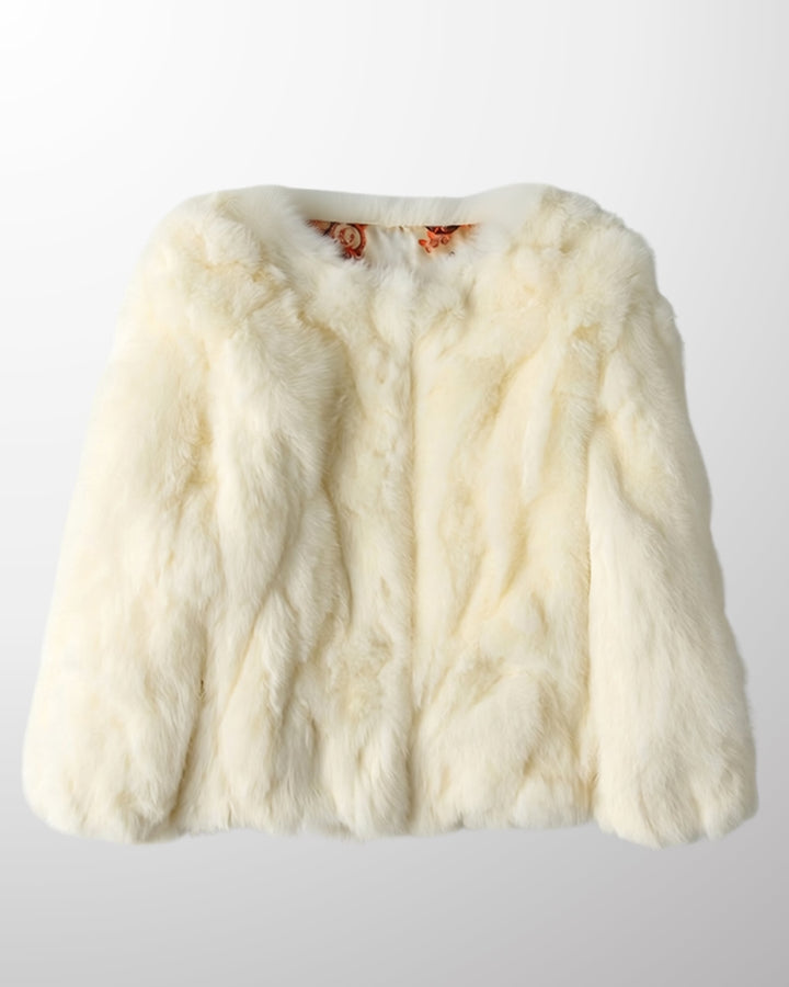 Casaco Luxo Pele Coelho Marilyn - offwhite / PP (INT M) - casaco
