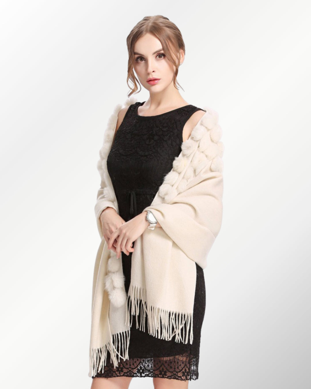 Xale Echarpe Lã Natural Ingrid - creme - Xale
